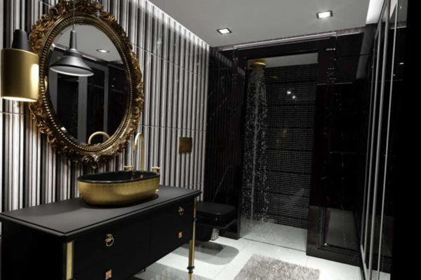 elegan siyah banyo tasarımları