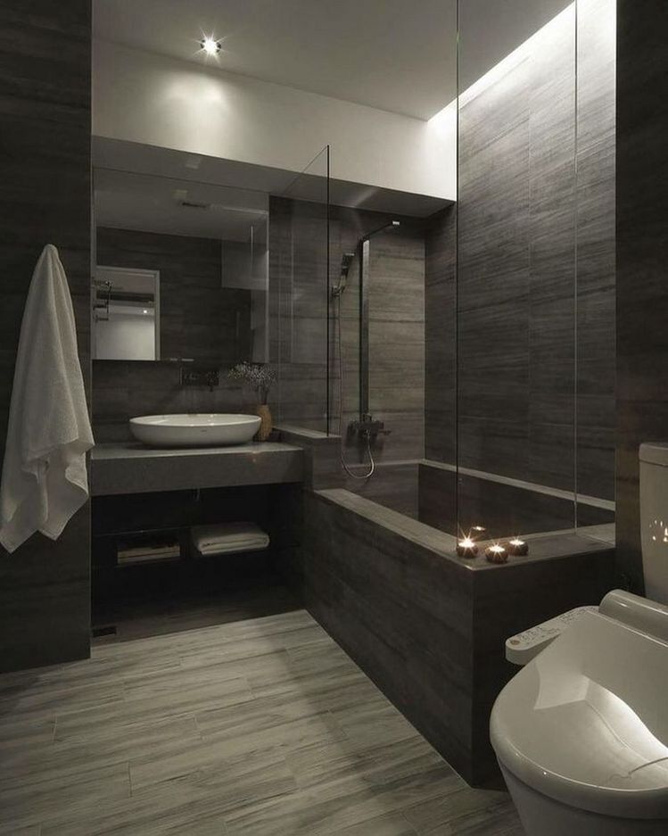 siyah modern banyo